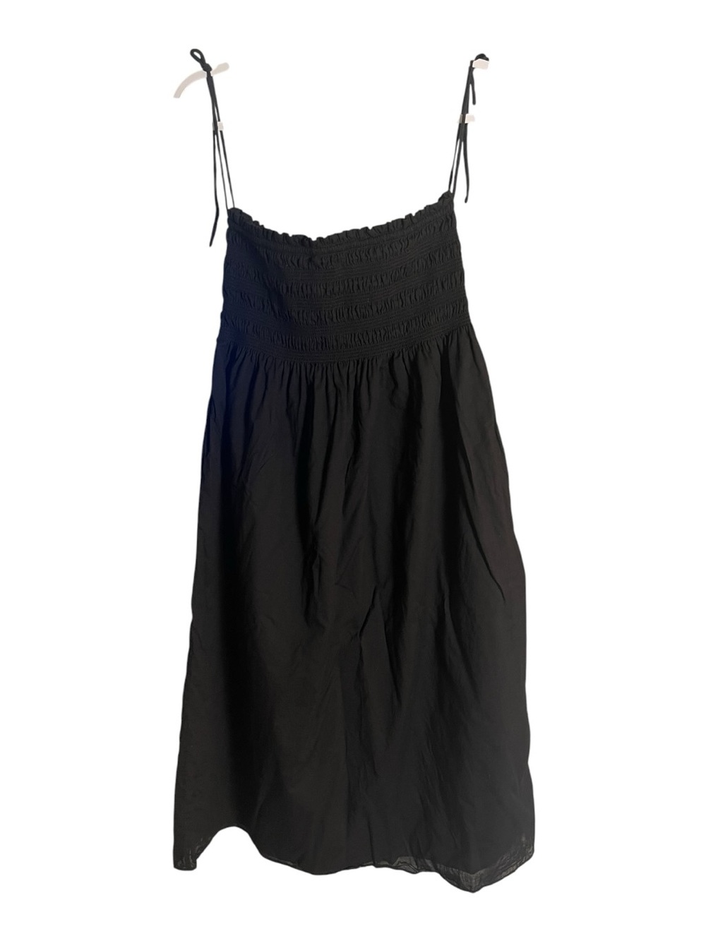 Modern Citizen Black Smocked Cotton Midi Dress Small Boho Cottagecore